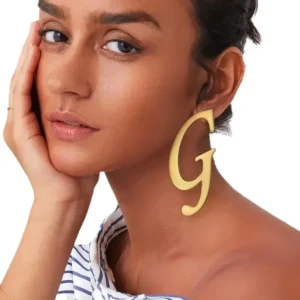 Large Letter Earring for Women Custom Stainless Steel Hoops Punk Style Jewelry Gift for Girl