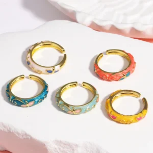 Women's ring Minimalist Gold-color Geometric Rings For Women Dainty Bijoux Female Enamel Ring Wedding Jewelry Party Accessories