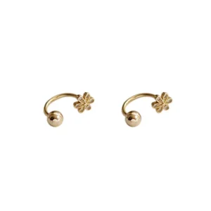 Real 14K Gold Jewelry Earring Women Fine Aros Mujer Oreja Pink Earrings for Women Orecchini 14 K Yellow Gold Bizuteria Jewelry