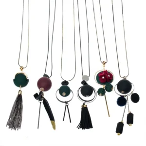Women's Necklace Bohemian Geometric Round Vintage Tassel Long Sweater Chain Necklaces Fashion Women Jewelry Accessories